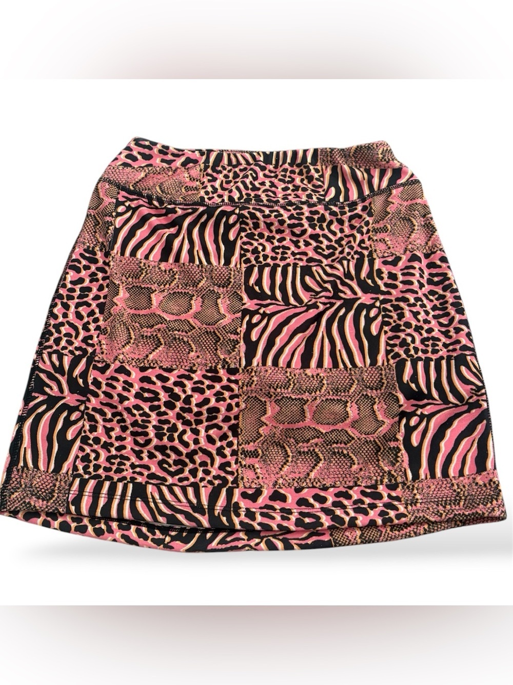 HOT LAVA Y2K Patchwork Animal Print Snakeskin Zebra Pink Mini Skort